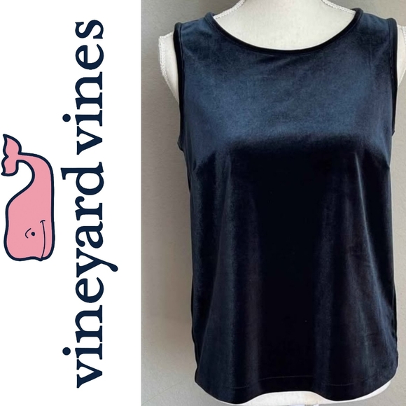 Vineyard Vines Black Sleeveless Velvet Tank Top X-Small - Picture 1 of 5